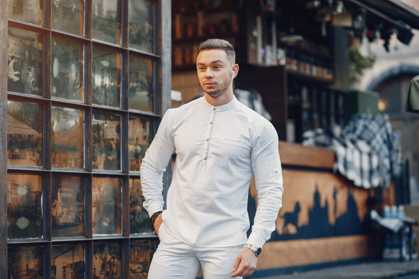Thobe masculino de lino premium